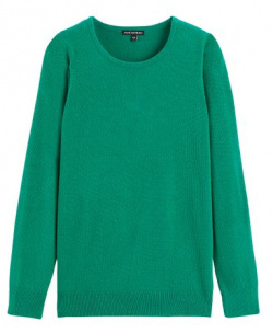 Пуловер с круглым вырезом из тонкого трикотажа 50/52 (FR)  56/58 (RUS) зеленый LaRedoute 350182464