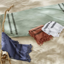 Полотенце пляжное из 100 биохлопка оборотная сторона махровой ткани Antalya 50 x см синий LaRedoute 350211479, размер: 50 x 100 ...