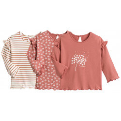 Комплект из трех футболок с длинными рукавами 1 мес  54 см розовый LaRedoute 350223245