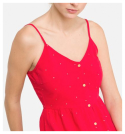 Платье короткое с принтом в горошек на тонких бретелях S красный LaRedoute 350260363