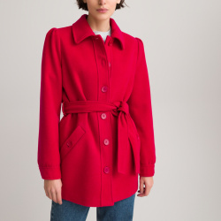 Пальто средней длины на пуговицах с ремешком 44 (FR)  50 (RUS) красный LaRedoute 350230203