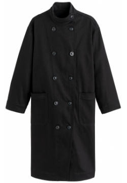Пальто средней длины с воротником стойкой двубортное 36 (FR)  42 (RUS) черный LaRedoute 350231579