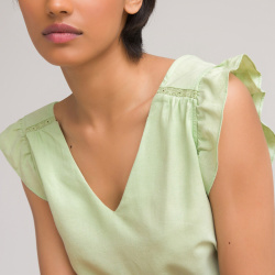 Блузка с v образным вырезом без рукавов 46 (FR)  52 (RUS) зеленый LaRedoute 350236221