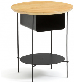 Прикроватный столик из металла и дерева BANGOR единый размер черный LaRedoute 350103427