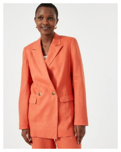 Длинный пиджак из льна 50 (FR)  56 (RUS) оранжевый LaRedoute 350243762