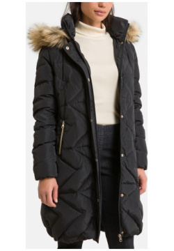 Куртка стеганая длинная с капюшоном Signature зимняя модель 52 (FR)  58 (RUS) черный LaRedoute 350152989