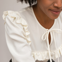 Блузка с круглым вырезом и длинными рукавами 42 (FR)  48 (RUS) белый LaRedoute 350295967