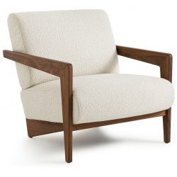 Кресло из массива ореха и буклированной ткани Izag единый размер бежевый LaRedoute 350297925