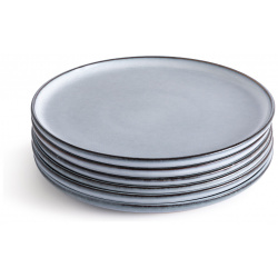 Комплект из шести тарелок плоских глазурованной керамики Bambyo единый размер синий LaRedoute 350295978