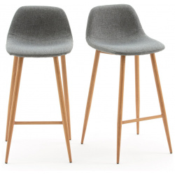 Комплект из 2 барных стульев Nordie единый размер серый LaRedoute 350105992