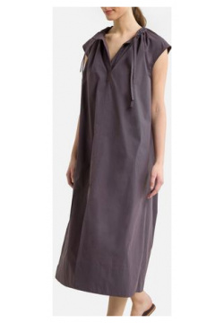 Платье длинное прямое с короткими рукавами 44 серый LaRedoute 350313336