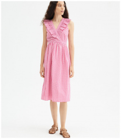 Платье с вырезом воланом принт виши M розовый LaRedoute 350301690