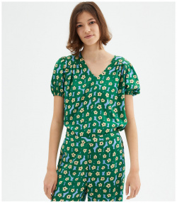 Блузка с короткими рукавами и цветочным принтом XL зеленый LaRedoute 350301702