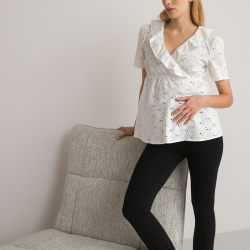 Блузка для периода беременности с английской вышивкой  38 (FR) 44 (RUS) белый LaRedoute 350292834, размер: 38 (FR) - ...