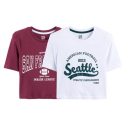 Комплект из двух укороченных футболок в стиле кампус S белый LaRedoute 350306815