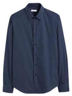 Рубашка прямого покроя с принтом и длинными рукавами 37/38 синий LaRedoute 350314274, размер: 37/38
