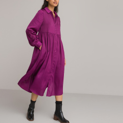 Длинное платье рубашка с длинными рукавами 50 фиолетовый LaRedoute 350313917