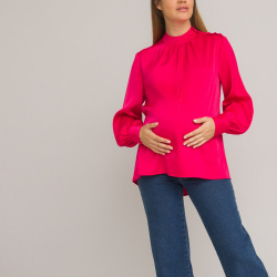 Блузка для периода беременности с воротником стойкой длинными рукавами 38 (FR)  44 (RUS) розовый LaRedoute 350314977