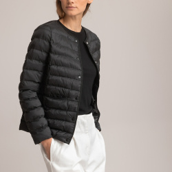 Куртка стеганая легкая с круглым вырезом на кнопках 34 (FR)  40 (RUS) черный LaRedoute 350323082