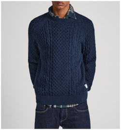 Пуловер с круглым вырезом из текстурированного трикотажа M синий LaRedoute 350332865