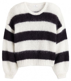 Пуловер с круглым вырезом в полоску из смешанного мохера XL черный LaRedoute 350314436