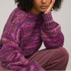 Пуловер с круглым вырезом из оригинального трикотажа XL розовый LaRedoute 350316460