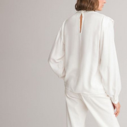 Блузка с круглым вырезом длинные рукава 40 (FR)  46 (RUS) белый LaRedoute 350316182