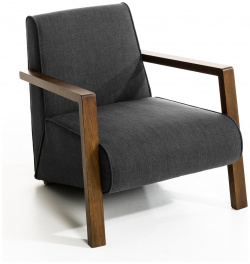 Кресло из полиэстеровой ткани меланж Sanami 1 местн  серый LaRedoute 324476607
