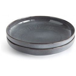 Комплект из двух тарелок глубоких керамики с глазурованной отражающей эмалью Edena единый размер серый LaRedoute 350312951