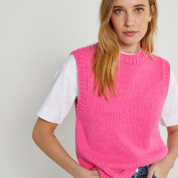 Пуловер без рукавов с круглым вырезом M розовый LaRedoute 350336319