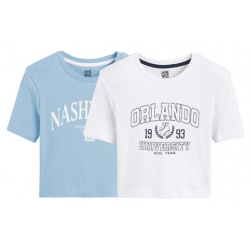 Комплект из двух футболок укороченных с принтом в стиле кампус XS синий LaRedoute 350326431
