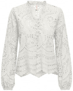Блузка с V образным вырезом английская вышивка XS белый LaRedoute 350339561 О, размер: S,XS
