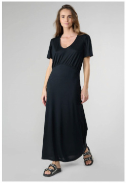 Платье миди с V образным вырезом XS черный LaRedoute 350347873