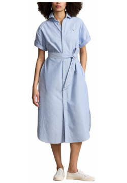 Платье рубашка до колен с короткими рукавами M синий LaRedoute 350353150 П, размер: L,M,S,XS