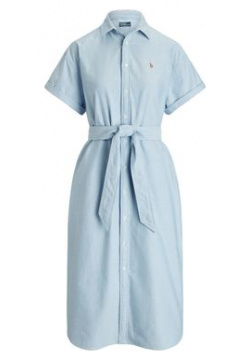 Платье рубашка до колен с короткими рукавами M синий LaRedoute 350353150