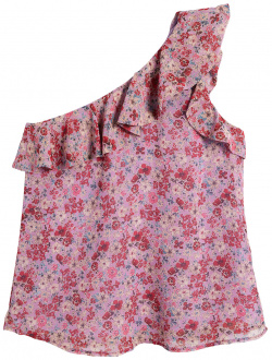 Блузка асимметричная с воланом и цветочным принтом  38 (FR) 44 (RUS) разноцветный LaRedoute 350191519
