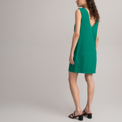 Платье прямое короткое круглый вырез без рукавов  42 зеленый LaRedoute 350291340