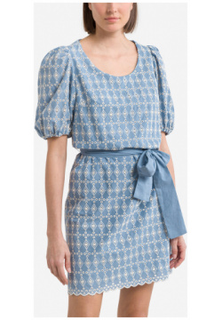 Платье с квадратным вырезом и короткими рукавами Princesse  L синий LaRedoute 350313432