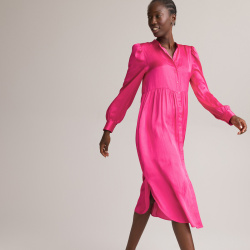 Длинное платье рубашка с длинными рукавами  44 розовый LaRedoute 350268938 Н