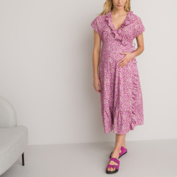 Платье для периода беременности с воланами  50 розовый LaRedoute 350293339