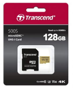 Transcend 128GB  TS128GUSD500S Объем памяти: 128 Гб класс скорости: Class 10