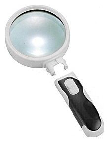 Лупа Kromatech ручная круглая 5х  90 мм с подсветкой (2 LED) черно белая 77390B (Кроматек) 70024