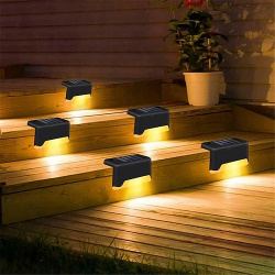 4 Uds luces solares de paso al aire libre led escalera cubierta impermeable para valla jardín barandilla escaleras patio camino luz vacaciones lightinthebox 