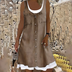 Vestido de cambio mujer midi gris sin mangas floral falso dos piezas verano primavera cuello redondo moderno 2023 5xl lightinthebox 