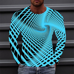 Hombre Camiseta de impresión en 3D Estampados Cuello Barco A B C D E Exterior Calle Manga Larga Estampado Ropa Deportes Design Básico Casual lightinthebox 