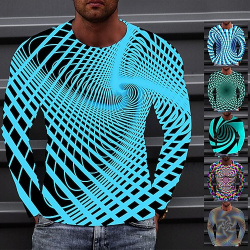 Hombre Camiseta de impresión en 3D Estampados Cuello Barco A B C D E Exterior Calle Manga Larga Estampado Ropa Deportes Design Básico Casual lightinthebox