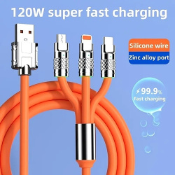 Cable de carga múltiple 3 9 pies USB A Lightning / micro C 6 rápida en 1 Gel sílice líquido Para Samsung Xiaomi Huawei Accesorio Teléfono Móvil lightinthebox 