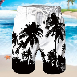 Hombre Pantalones de Surf Natación Boxers cortos verano playa Correa con forro malla Cintura elástica Árbol coco Estampados Secado lightinthebox 