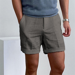 Hombre Pantalón corto Pantalones cortos de lino verano playa Cremallera Plano Comodidad Transpirable Exterior Diario Ropa calle Elegante Casual lightinthebox