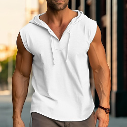 Hombre Camiseta sin mangas Top Camisetas Interiores Camisa Plano Con Capucha Exterior Noche Ropa Moda Design Músculo lightinthebox 